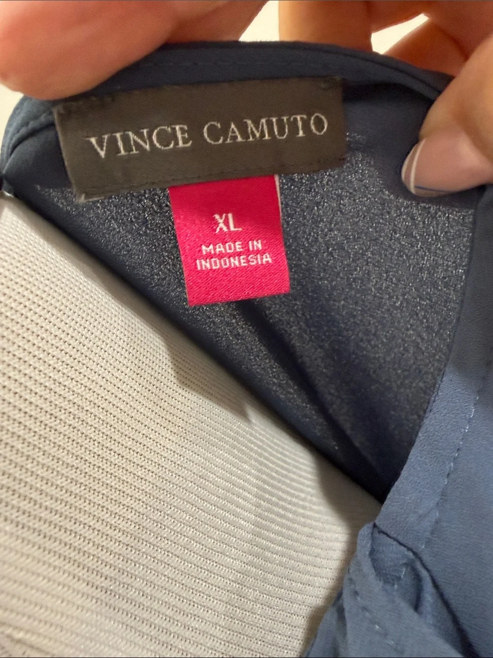 Vince Camuto Slate Blue Ruffle neckline Sleeveless Camisole Blouse